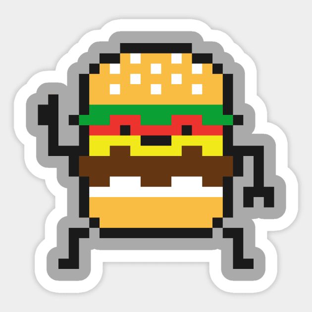 8 Bit Burger Sticker by AlbyLetoy